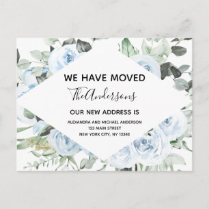 Carte Postale Budget Dusty Blue Floral Moving Faire-part