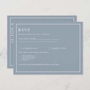 Carte Postale Budget Dusty Blue Monochrome Mariage RSVP
