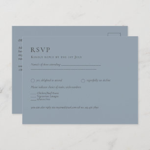 Carte Postale Budget Dusty Blue Monochrome Mariage RSVP