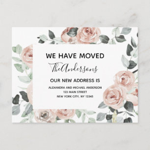 Carte Postale Budget Dusty Rose Floral Moving Faire-part