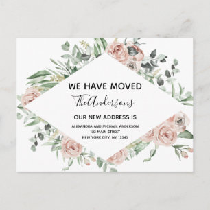 Carte Postale Budget Dusty Rose Floral Moving Faire-part