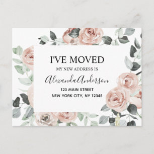 Carte Postale Budget Dusty rose Floral Moving Faire-part Postc