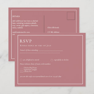 Carte Postale BUDGET Dusty Rose Monochrome RSVP simple simple