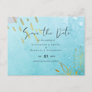 Carte Postale BUDGET DustyTeal Gold Mariage Abstrait
