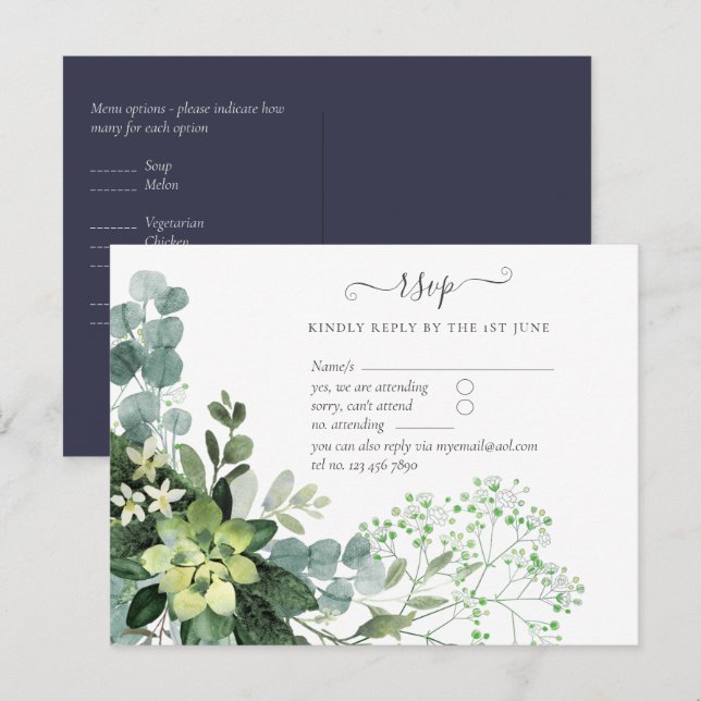 Carte Postale BUDGET  Feuillage de mariage à base de verdure d'e (Devant / Derrière)