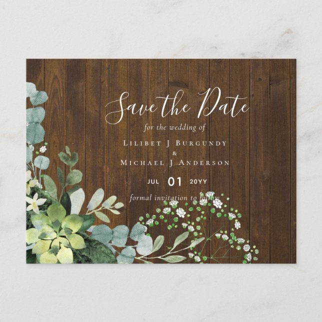 Carte Postale BUDGET Feuillage de mariage à base d'eucalyptus (Devant)