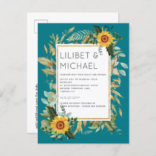 Carte Postale Budget Fleurs de soleil rustiques BOHO Mariage ver