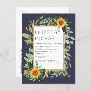 Carte Postale Budget Fleurs de soleil rustiques BOHO Mariage ver