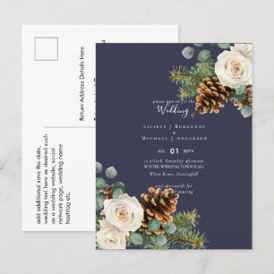 Carte Postale BUDGET Hiver Eucalyptus Pine Cônes Mariage