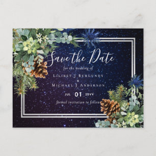 Carte Postale BUDGET Hiver Eucalyptus Pine Cônes Mariage