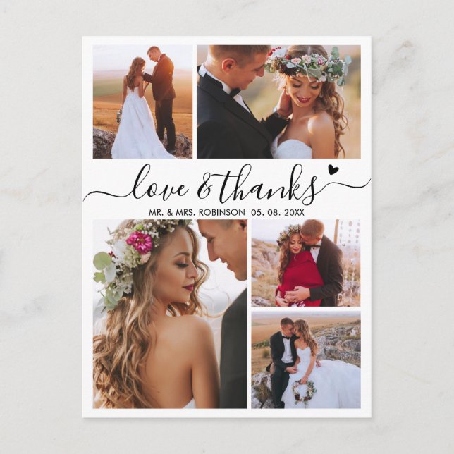 Carte Postale Budget Love et Merci Collage Mariage Merci (Devant)