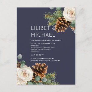 Carte Postale BUDGET Mariage d'hiver Eucalyptus Roses de verdure