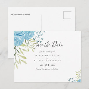 Carte Postale Budget Mariage Dusty Blue Rose
