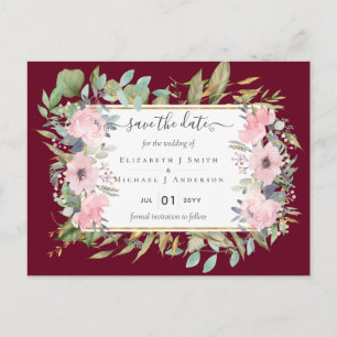 Carte Postale BUDGET  Mariage floral rose poudré