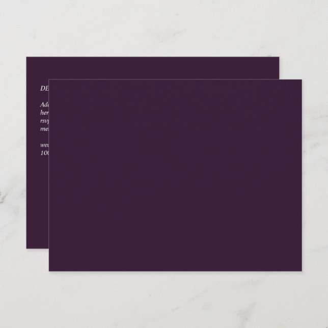 Carte Postale BUDGET Mariage PLUM PURPLE Monochrome Simple (Devant / Derrière)