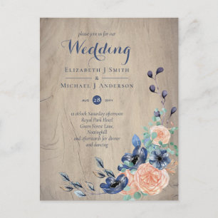 Carte Postale Budget Marine Bleu et Mariage de corail Woodland
