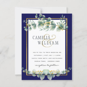 Carte Postale BUDGET MARINE OR Eucalyptus Mariage Inviter QR COD