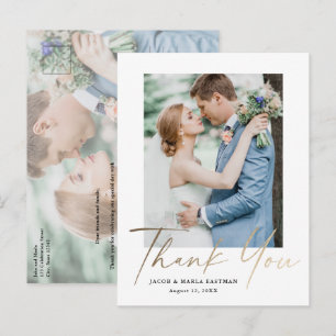 Carte Postale Budget Minimal Script Photo de mariage Merci