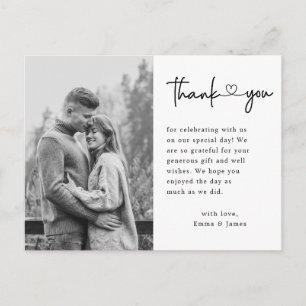 Carte Postale Budget Modern Love Script Mariage Photo Merci