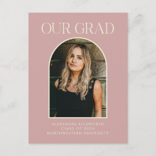 Carte Postale Budget Moderne Photo Blush Pink Arch Graduation