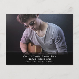 Carte Postale Budget moderne photo noire Faire-part de graduatio