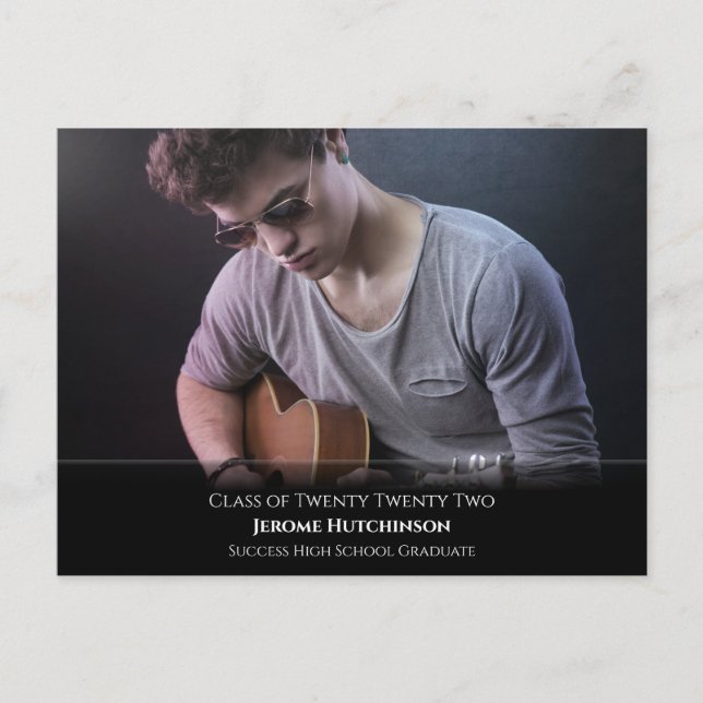Carte Postale Budget moderne photo noire Faire-part de graduatio (Devant)
