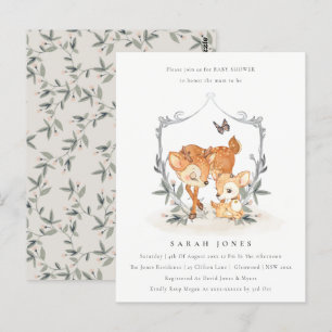 Carte Postale Budget Mum Deer Fawn Floral Crest Baby shower