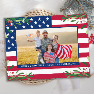 Carte Postale Budget Patriotique American Flag Photo Noël