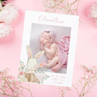 Carte Postale Budget Photo Girl Bunny Faire-part de naissance