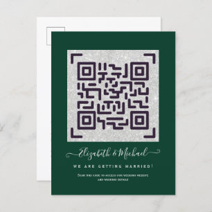 Carte Postale Budget QR Code Website RSVP Mariage de l'hôtel Dét