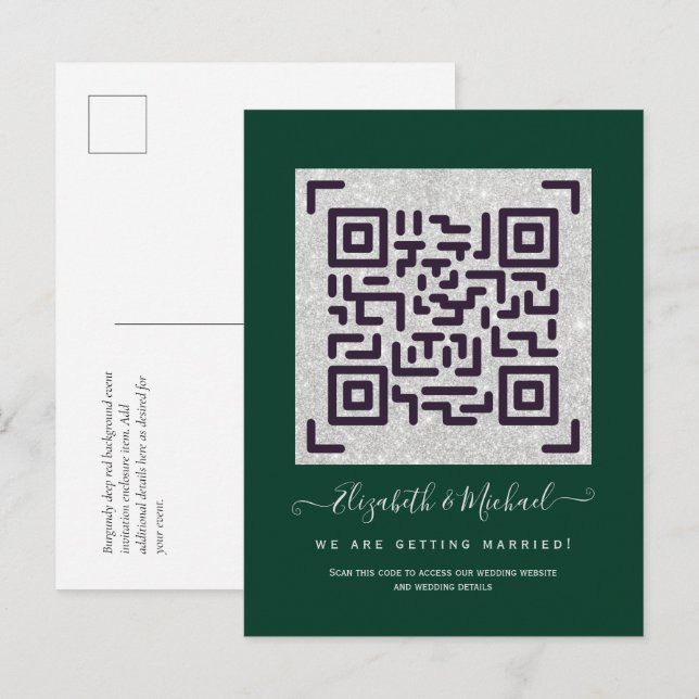 Carte Postale Budget QR Code Website RSVP Mariage de l'hôtel Dét (Devant / Derrière)
