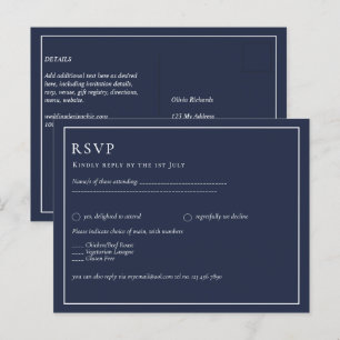 Carte Postale BUDGET RAVP Marine Blue Monochrome MARIAGE