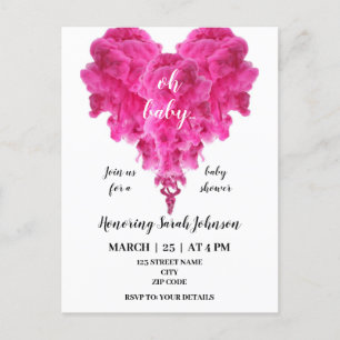 Carte Postale Budget rose coeur bébé invitation à la douche