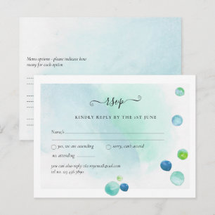 Carte Postale BUDGET RSVP Mariage Moderne Abstrait Verre de Mer