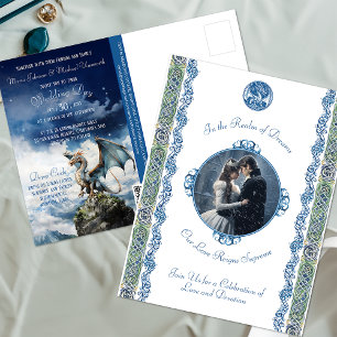 Carte Postale Budget Turquoise Blue Celtic Dragon Mariage