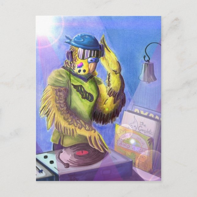 Carte Postale Budgie DJ (Devant)