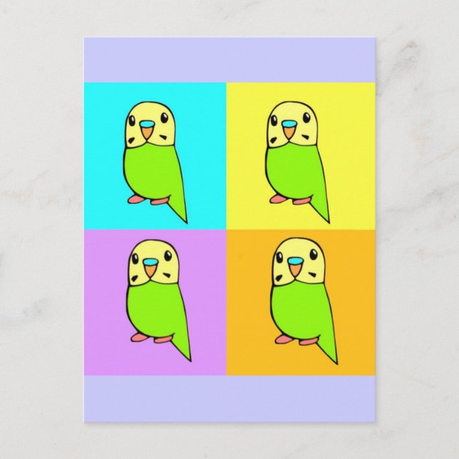 Carte Postale Budgie Pop Art (Devant)