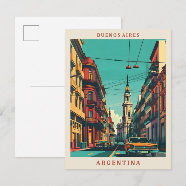 Carte Postale Buenos Aires Argentine Élégant Vintage voyage (Devant / Derrière)