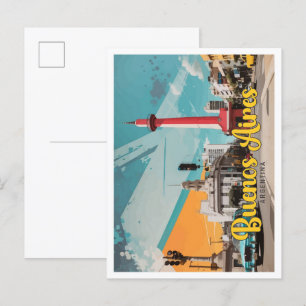 Carte Postale Buenos Aires Argentine Pop Art Voyage Illustration