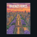 Carte Postale Buenos Aires Argentine Voyage Art Vintage<br><div class="desc">Conception de voyage rétro de Buenos Aires. Buenos Aires,  la capitale vibrante de l'Argentine,  est connue pour son architecture d'inspiration européenne,  sa riche culture tango et sa cuisine de classe mondiale.</div>