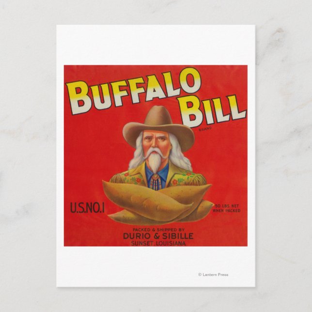 Carte Postale Buffalo Bill Marque Yam Crate Étiquette (Devant)