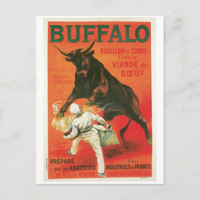 Carte Postale Buffalo Bouillon Cubes Restauration Vintage (Devant)