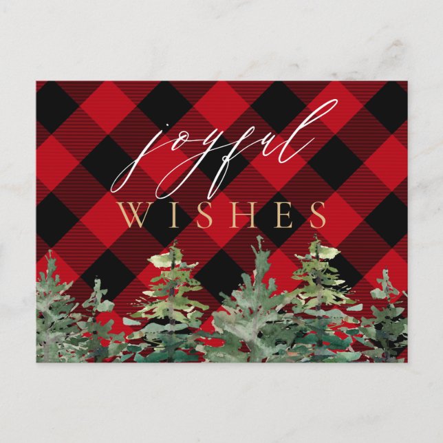 Carte Postale Buffalo Cabine rustique Vérifier Noël Joyeux (Devant)