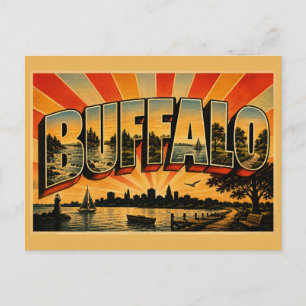 Carte Postale Buffalo New York Niagara Rivière Lac Érié Art