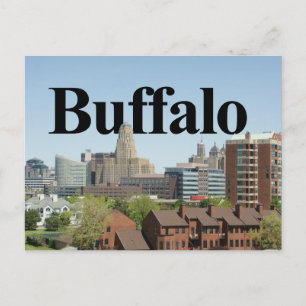 Carte Postale Buffalo New York Skyline avec Buffalo dans le ciel