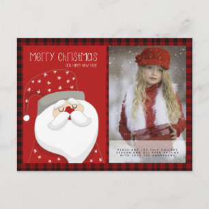 Carte Postale Buffalo Plaid Photo Noël Nouvel An Folk Art Père N
