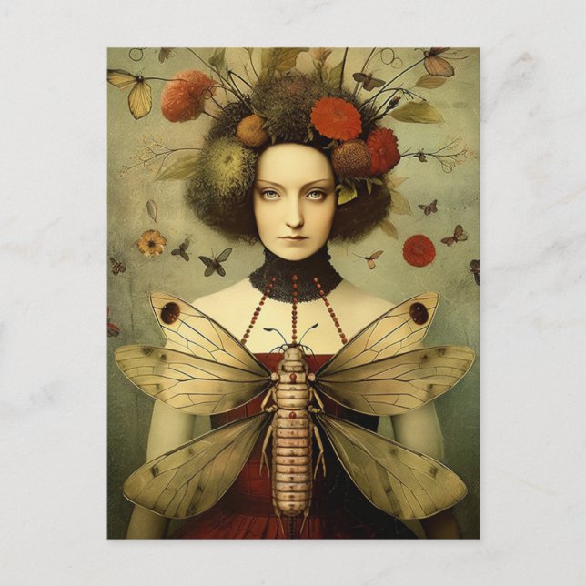 Carte Postale Bug Lady Déplaisant Vintage Retro (Devant)