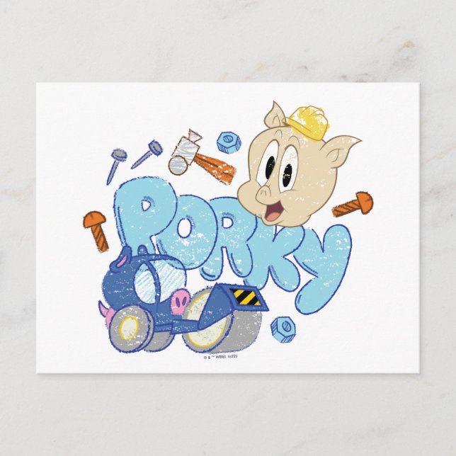 Carte Postale BUGS BUNNY BUILDERS™| Dessin de Porky (Devant)