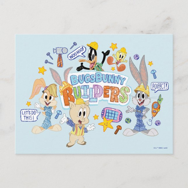 Carte Postale BUGS BUNNY BUILDERS™| Group Sketch Art (Devant)
