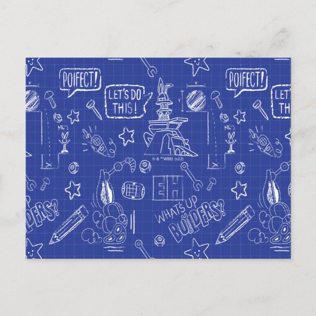 Carte Postale BUGS BUNNY BUILDERS™| Sketch Blueprint Pattern (Devant)